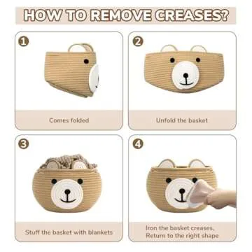CherryNow Cotton Rope Bear Basket for Nursery Storage