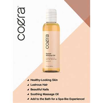 Coera Sweet Almond Oil for Skin, Hair, and Nails 4 oz