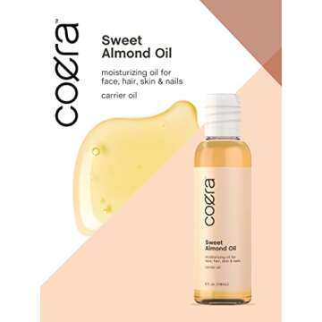 Coera Sweet Almond Oil for Skin, Hair, and Nails 4 oz