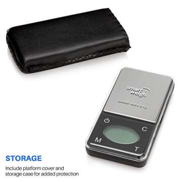 Smart Weigh ZIP600 Ultra Slim Digital Pocket Scale 600g by 0.1g with Counting Feature,Gram Scale and Ounce Scale, High Precision Accuracy