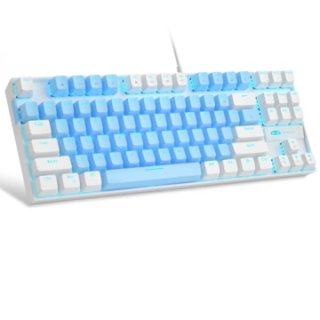 MageGee 75% Mechanical Gaming Keyboard with Blue Switch, LED Blue Backlit Keyboard, 87 Keys Compact ...