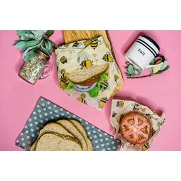 Reusable Beeswax Food Wraps Assorted 6 Pack by Eco Hive, Eco Friendly Food Wraps, Biodegradable, Sustainable Plastic Free Food Storage- Save the Planet Say Goodbye to Plastic