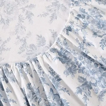Laura Ashley Cozy Queen Flannel Sheet Set in Blue Floral