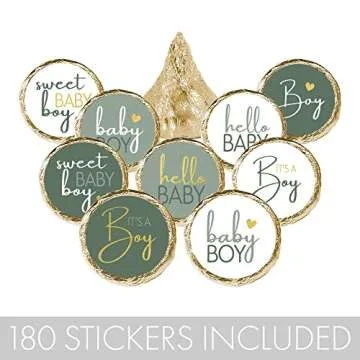 Green It's a Boy Baby Shower Candy Stickers 180 Count