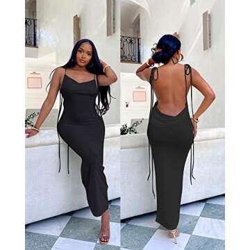 Doweha Women Backless Cowl Neck Cocktail Dress for Elegant Occasions