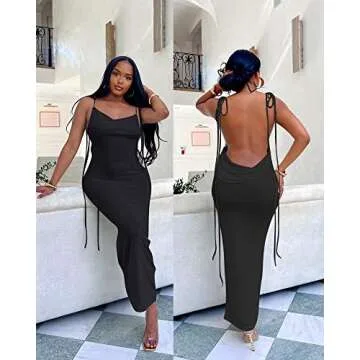 Doweha Women Backless Cowl Neck Cocktail Dress for Elegant Occasions