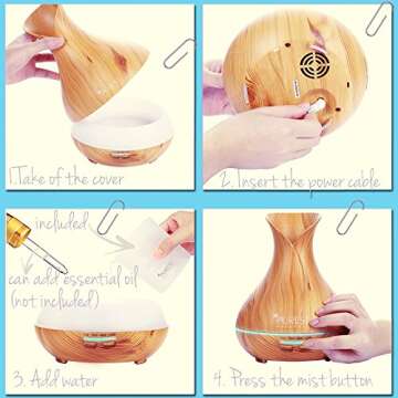 Purest Naturals Wood Grain Essential Oil Diffuser