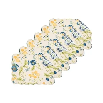 C&F Home Arya Reversible Machine Washable Quilted Vintage Design Placemat Set of 6 Floral for Kitche...