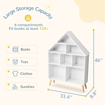 Curipeer Kids Dollhouse Bookshelf & Storage Organizer