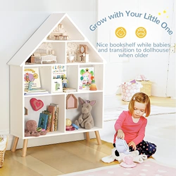 Curipeer Kids Dollhouse Bookshelf & Storage Organizer