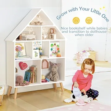 Curipeer Kids Dollhouse Bookshelf & Storage Organizer