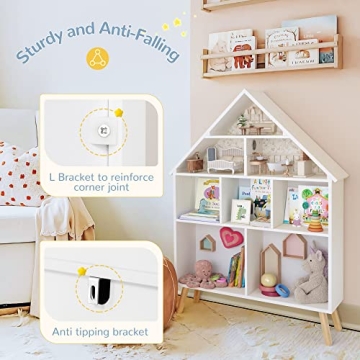 Curipeer Kids Dollhouse Bookshelf & Storage Organizer