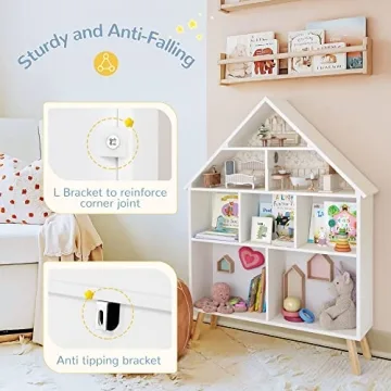 Curipeer Kids Dollhouse Bookshelf & Storage Organizer