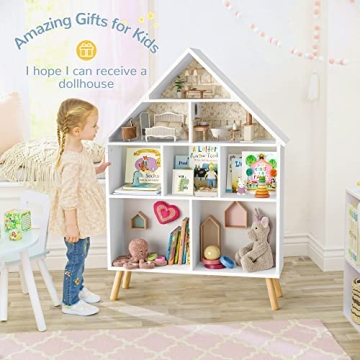 Curipeer Kids Dollhouse Bookshelf & Storage Organizer