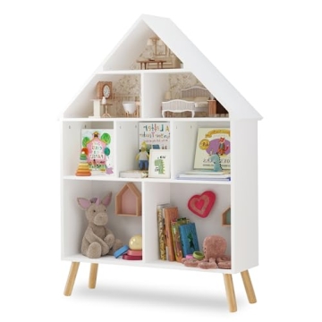 Curipeer Kids Dollhouse Bookshelf & Storage Organizer