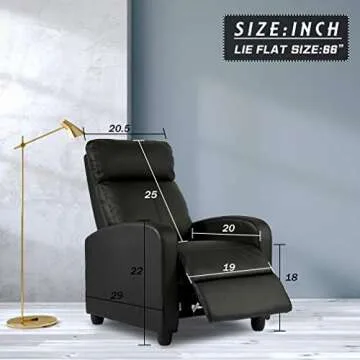 Recliner Chair for Living Room Massage Reading Sofa Home Theater Seating Modern Reclining Easy Lounge with PU Leather Padded Seat Backrest (Black)
