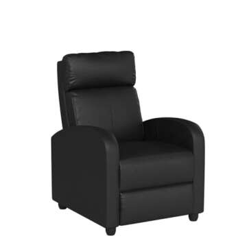 Recliner Chair for Living Room Massage Reading Sofa Home Theater Seating Modern Reclining Easy Lounge with PU Leather Padded Seat Backrest (Black)