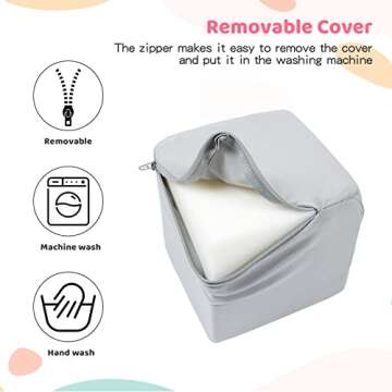 TRENDBOX 12 Pcs Toddler Foam Blocks, 5.5inch Soft Foam Cubes Blocks with Detachable Washable Cover, Soft Play Blocks for Toddlers and Kid （Light Gray & Pink）