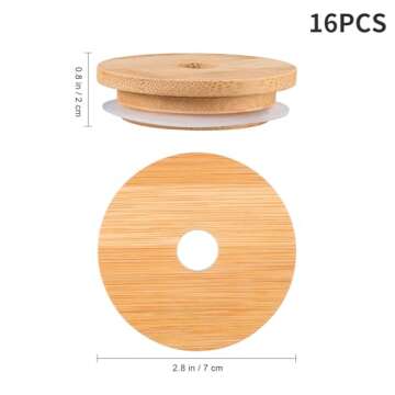 Stylish Bamboo Jar Lids with Straw Hole for Mason Jars