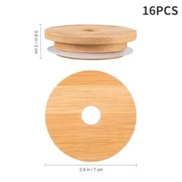 Stylish Bamboo Jar Lids with Straw Hole for Mason Jars