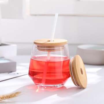 Stylish Bamboo Jar Lids with Straw Hole for Mason Jars