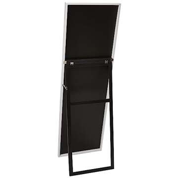 Everly Hart Collection Gallery Solutions 58” L x 17.5”W Framed Free Standing Full Length Mirror with Easel, White