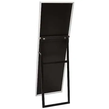 Everly Hart Collection Gallery Solutions 58” L x 17.5”W Framed Free Standing Full Length Mirror with Easel, White