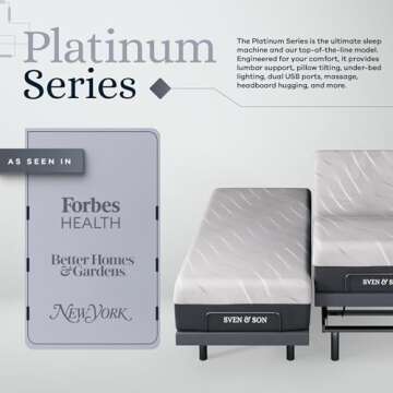 Sven & Son Platinum Adjustable Bed Base Frame + 14 inch Hybrid Spring Matt (Medium Soft), Lumbar Sup...