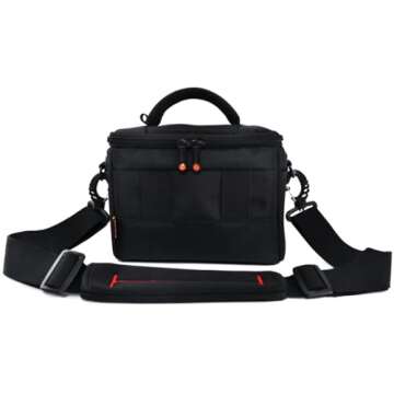 FOSOTO Compact Camera Shoulder Bag Case with Waterproof Rain Cover Compatible for Canon EOS M50 PowerShot SX420 SX430 SX70 SX50 SX30IS Sony a6400 RX10 DSC-H300 Nikon Coolpix P900