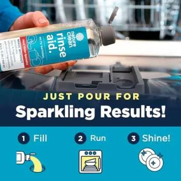 Nature Clean All Natural Dishwasher Rinse Aid Cleaner, Liquid Dishwasher Rinse Agent for Spot-Free Glass & Cutlery in Hard Water, Non Toxic Dish Washer Rinse Aid & Stain Remover, 8 oz/250ml, Pack of 1