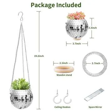 Veramz 2PCS Disco Ball Planter 4" - Disco Planter Hanging Pot with Chain, Mirror Disco Ball Decor Hanging Planters Flower Vase for Indoor Plants(Silver)