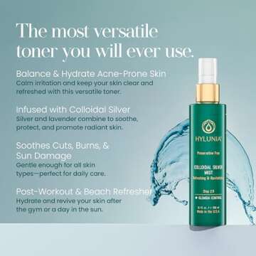 Hylunia Colloidal Silver Mist Toner - Hydrating & Soothing for All Skin Types