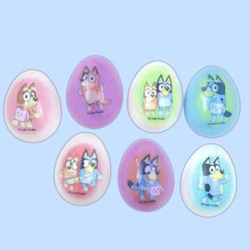 Galerie Bluey Themed Plastic Easter Eggs, Red Hard Candy Pouches Inside, Great for Egg Hunts, 2.47 Ounces