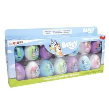 Galerie Bluey Themed Plastic Easter Eggs, Red Hard Candy Pouches Inside, Great for Egg Hunts, 2.47 Ounces