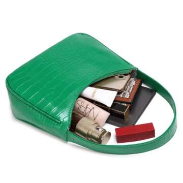 CYHTWSDJ Shoulder Bags for Women, Cute Hobo Tote Handbag Mini Clutch Purse with Zipper Closure (Crocodile Green)