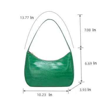 CYHTWSDJ Shoulder Bags for Women, Cute Hobo Tote Handbag Mini Clutch Purse with Zipper Closure (Crocodile Green)