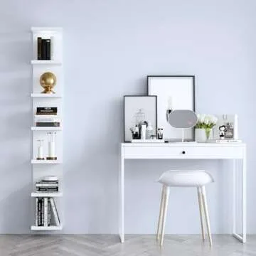 LitaEther Versatile 7 Tier Wall Shelf Unit,White Lack Wall Shelf,Display Floating Shelf with LED Remote Control Light