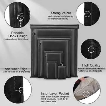 Large Faraday Bags- 5 Pack Faraday Cages for Laptops & Tablets & Phones & Car Keys, Faraday Key Fob Protector, Fireproof & Waterproof RFID Faraday Pouch Key Fob Signal Blocker Anti-theft Faraday Bag