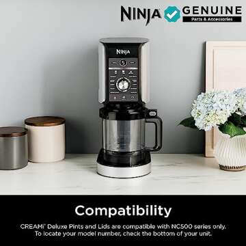 Ninja Creami Deluxe Pints 2 Pack, Compatible with NC500 Series Creami Deluxe Ice Cream Makers, Genuine Ninja Pint, BPA-Free & Dishwasher Safe, Color Lids, 1 Pint Each, Clear/Coral/Yellow, XSKPNTLD2​