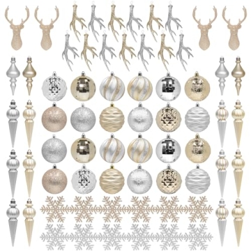 KI Store Christmas Tree Decoration Set 69pcs Shatterproof Ornaments