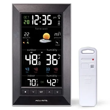 AcuRite Digital Vertical Weather Forecaster with Indoor/Outdoor Temperature, Humidity, and Date and ...