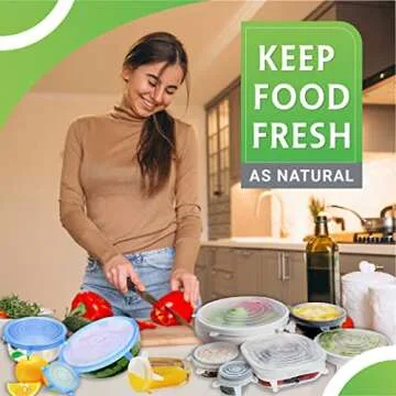 ZEXCEL Silicone Stretch Lids Pack of 12, Washable and Reusable Bowl Covers Fits to various sizes of Food Containers 100% BPA Free Silicone Lids, Dishwasher and Microwave Safe -Blue & Transparent