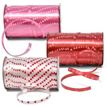 Gift Boutique 450 Yards Valentine Ribbons Heart Curling Ribbon 3 Rolls 150 Yard Per Roll; Pink Red W...