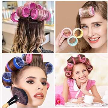 Jumbo Hair Rollers Sets, 12 Pcs Self Grip Salon Hair Dressing Curlers, Jumbo Large Rollers for Long Short Hair, DIY Curly Hairstyle for Women, Colors May Vary (6XJumbo+6XLarge)