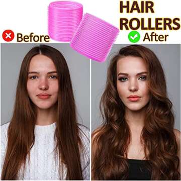 Jumbo Hair Rollers Sets, 12 Pcs Self Grip Salon Hair Dressing Curlers, Jumbo Large Rollers for Long Short Hair, DIY Curly Hairstyle for Women, Colors May Vary (6XJumbo+6XLarge)