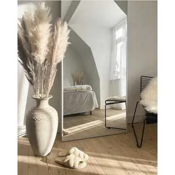 OGCAU Full Length Mirror, Floor Mirror Full Length, 65"x22" Arched-Top Mirror Hanging or Leaning, Standing Mirror, Body Mirror, Wall Mounted Mirror with Aluminum Frame for Bedroom (White)