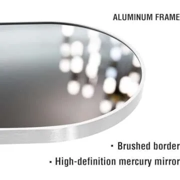 OGCAU Full Length Mirror, Floor Mirror Full Length, 65"x22" Arched-Top Mirror Hanging or Leaning, Standing Mirror, Body Mirror, Wall Mounted Mirror with Aluminum Frame for Bedroom (White)