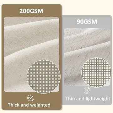 BOODII Tan Linen Shower Curtain with Removable Liner