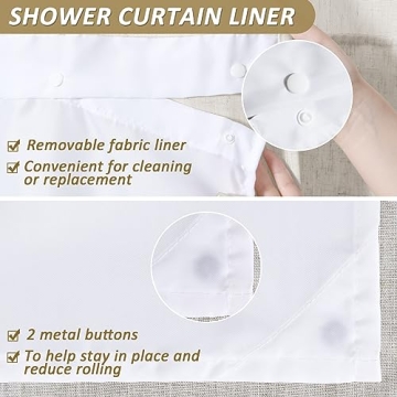 BOODII Tan Linen Shower Curtain with Removable Liner