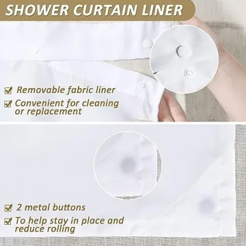 BOODII Tan Linen Shower Curtain with Removable Liner